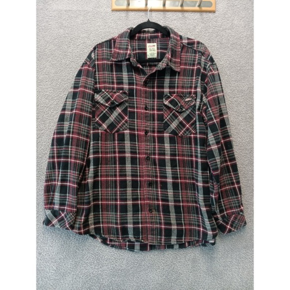 Dickies Y2K Plaid Flannel‎ Shirt XL EG 46–48 Red Black Vintage